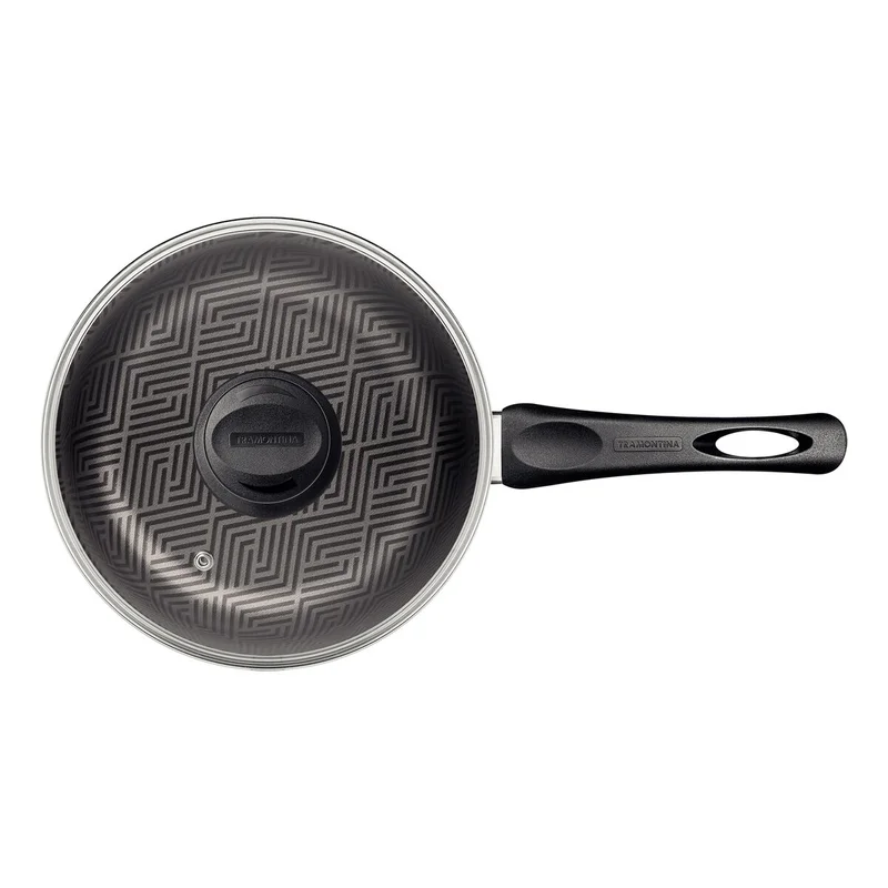ترامونتينا Tramontina Paris Aluminum Sauce Pan with Interior and Exterior Starflon Max Lead Nonstick Coating with a Glass Lid, 20 cm 2,9 L